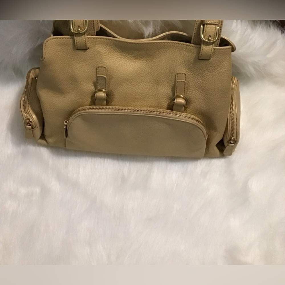 Sandra Roberts Gold 9” x 16” shoulder strap handbag